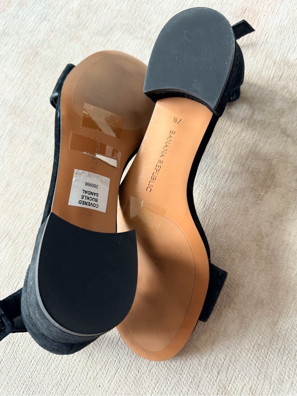Banana Republic Black Suede Ankle Strap Sandals Size 7.5 - Picture 3 of 4